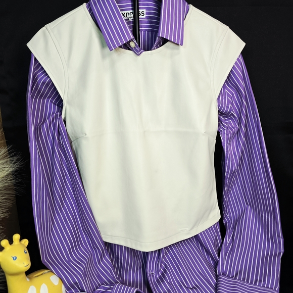 bright beige Leather Vest - Picture 1 of 4